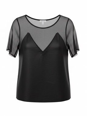 Silence + Noise Black Sheer Back Blouse Size M Y2K Minimalist Night Out Edgy